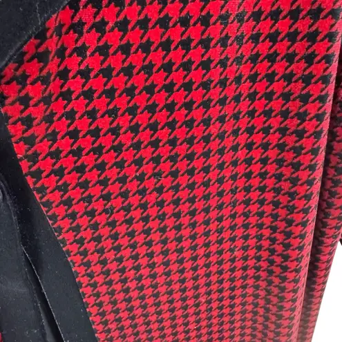 Coldwater Creek Vintage Red Black Houndstooth Velvet Duster Long Line Cardi PL