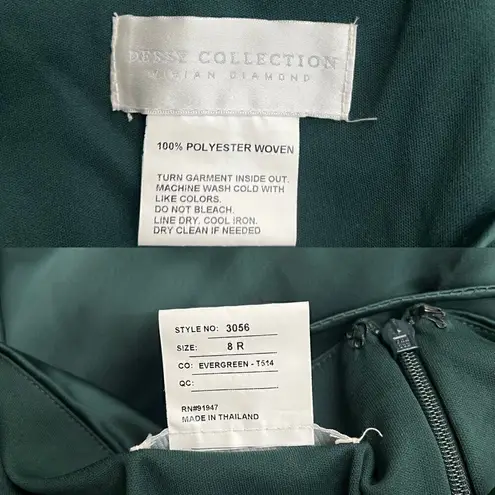 Dessy Collection Cowl Neck Criss Cross Back Satin Maxi Slip Dress 3056 size 8R Green