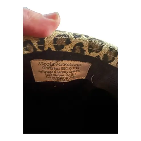 Nicole Marciano leopard print fedora hat lined 100% cotton indie boho Brown