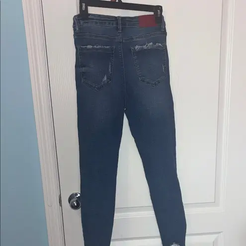 Stradivarius Blue Skinny Jeans with Distressed Details