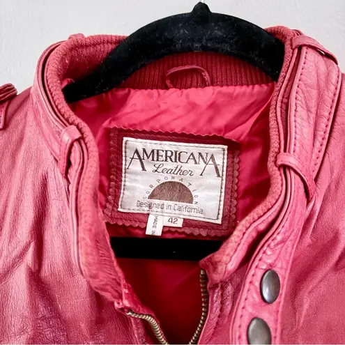 Americana Leather Vintage Red Leather Jacket Size M