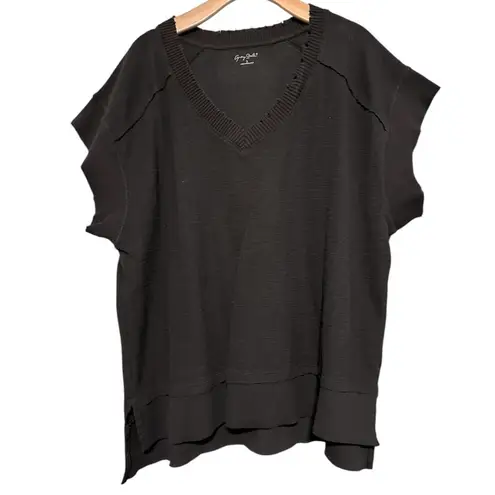 Grey State Women’s Size 3 L Black Cotton Knit Short Sleeve V