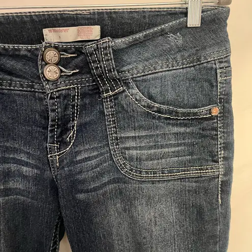 No Boundaries Vtg  Y2K Low Rise Womens Jeans Sz 9 Embroidered Sequin Patch Pocket