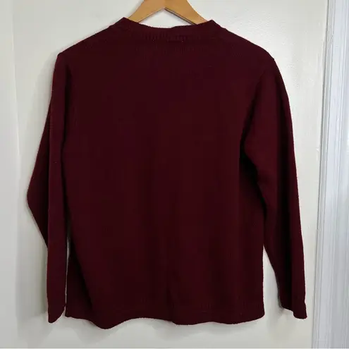 VTG Cardigan Sweater Maroon floral tonal embroidery Pearl bead details Grannycor Size undefined