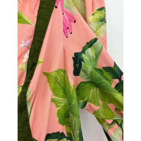 Farm Rio X Anthropologie Jumpsuit Womens XL Deep V Pink Palm Leaf Banana
