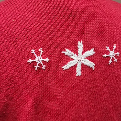 Vintage Bobbie Brooks Embroidered Christmas Scotty Dog Sweater Vest Red Size M