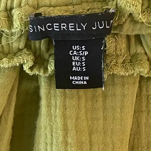 Sincerely Jules Lime Green Cotton Wide Leg Pants Boho Casual Resort