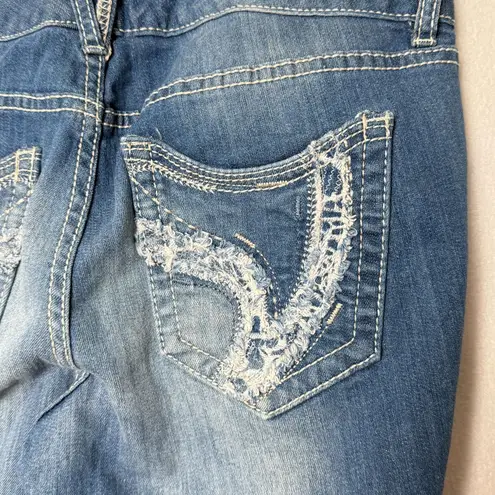 Ariya Jeans Ariya Bootcut Jeans Women Sz 13/14 Stretch Stitch Flap Distressed Western Grunge