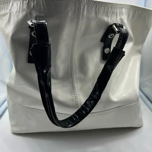 Giuseppe Zanotti white and black patent leather purse-has stains see description