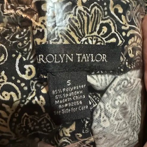 Carolyn Taylor  v-neck 3/4 length sleeve black and tan blouse size small