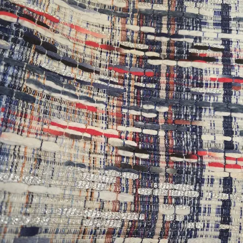 WORTH New York Women's Pencil Straight Skirt Size 6 Tweed Fringe Americana Blue