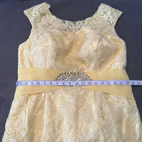 Women’s Plus Size Tea Length Formal Yellow Dress Matching Chiffon Jacket Size XL