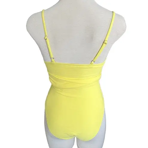 River Island wrap front swimsuit in pale yellow Size M NWT