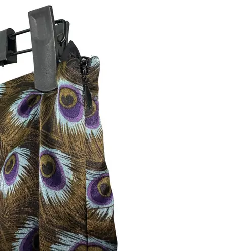 Etcetera Silk Peacock Asymmetrical Flowy Handkerchief Knee Length Skirt Size 6