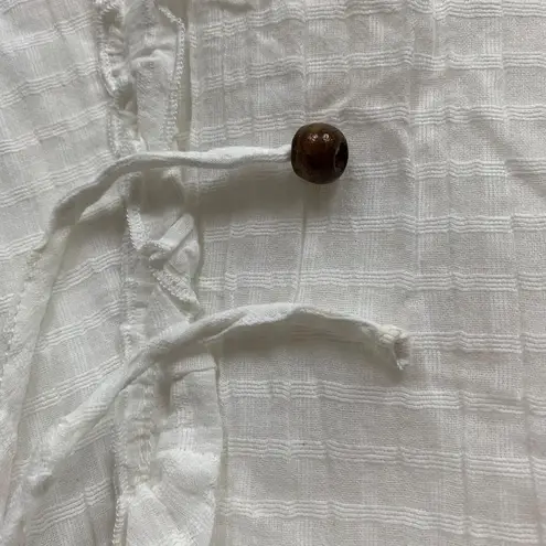 INDIKAH by Angel Biba White Ruffled Lace-Up Dress With Sleeves XS