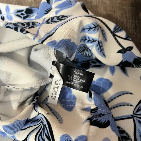 Boston Proper Beyond Travel Print Keyhole Dress in Blue Multi