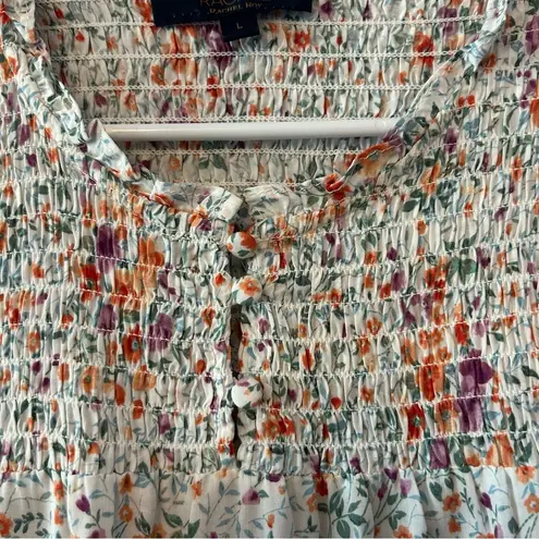 RACHEL Rachel Roy white multicolor tiny floral smocked long sleeve blouse large