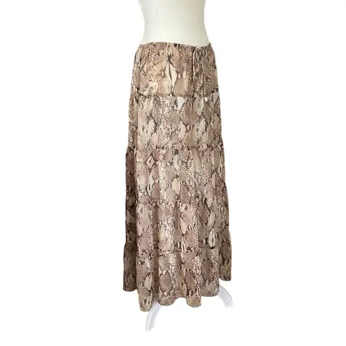 Ruby Rd . women's size 14 fully lined long maxi skirt snakeskin print sheer