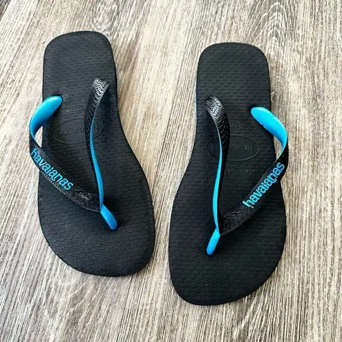 Havaianas  Logo Filete black and blue flip flops