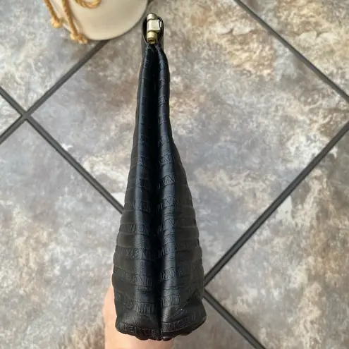 Mario Valentino Vintage Black Leather Stripe Clutch Bag