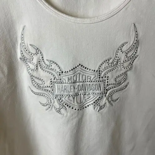 Harley Davidson Vintage Y2K  Tank Top Womens White XL Extra Large Studs Cotton