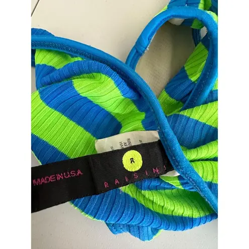 Raisin's Vintage Womens Bikini Bottoms High Thigh 1993 Striped Size 7-9 Retro