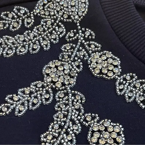 Cupcakes & Cashmere Embellished Rhinestones Sweatshirt in Jersey Black Sz M Size M