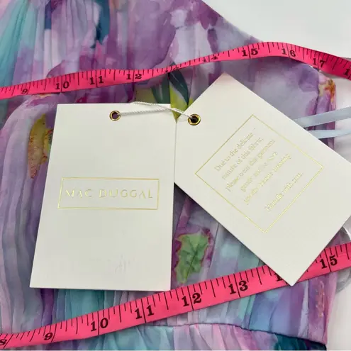 Mac Duggal NWT Floral Print Asymmetrical Halter Neck Tiered Gown