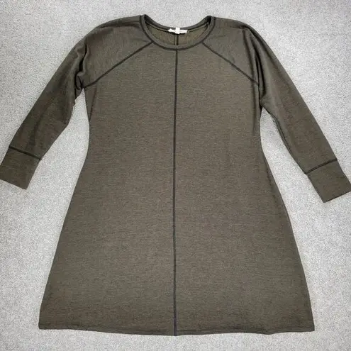 Cloud Chaser Sweater Dress Womens 2X Brown Olive Seamed A-line Pull On Midi