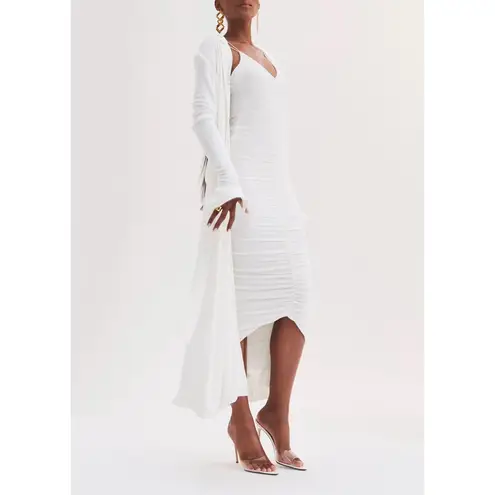 SER.O.YA. Ballor Ruched Midi Dress in White Size Gently Used Bridal