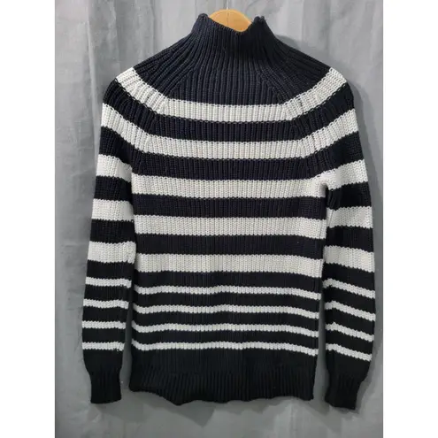 Style & Co. Women's Striped Cotton Sweater Navy Blue & White Knit Small Black