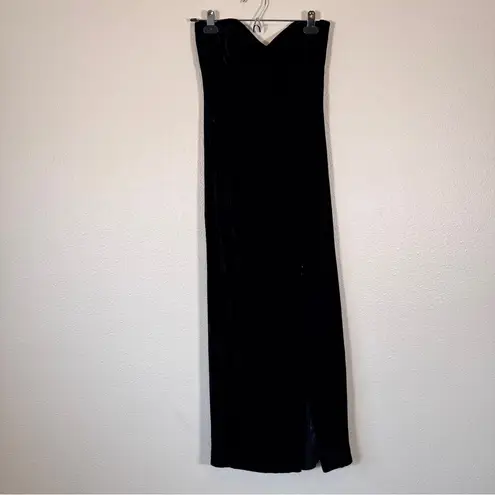 Vintage NightsWay Black Velvet Strapless Midi Dress Womens 4 Formal Boning