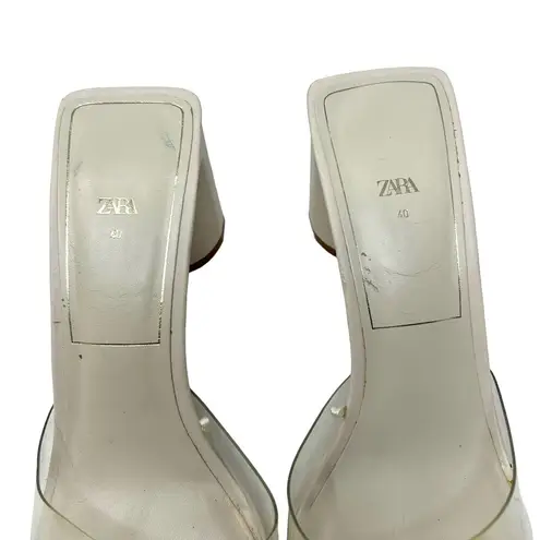 ZARA  Wide Heeled Clear Vinyl Acrylic Heels Sandals Size 40 US 9