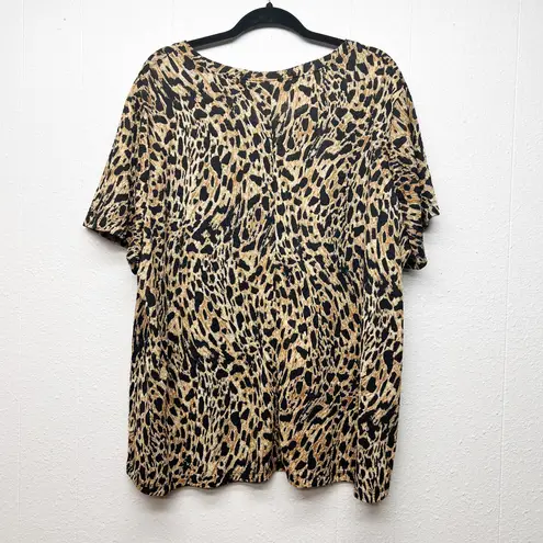 White Stag Animal Print Top Women 4X Casual Stretch Workwear Party Event Evening