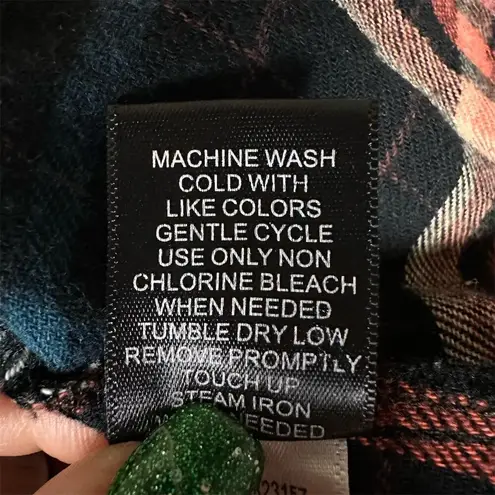 Torrid  Women's 1X Flannel Drape Fringe Hem 3rd Piece Kimono Cardigan Multicolor