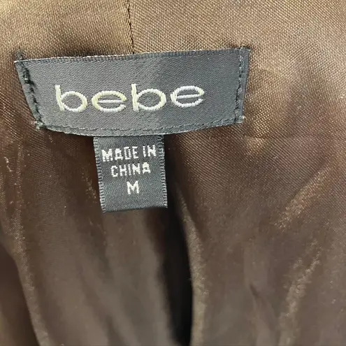 Bebe ‎ Leather Brown Belted Trench Coat Womens Medium 70's Spring Steampunk