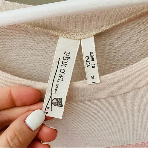 Pink Owl Striped Pullover Top Sz Medium