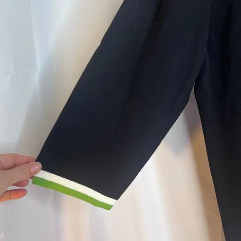 Dressbarn Woman Navy Contrast Striped Full Zip Collegiate Sweater Size 18/20 Blue