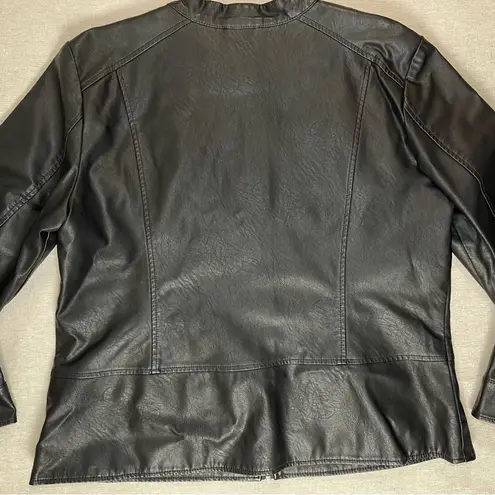 Christopher & Banks  | Black Zip-Up Faux Leather Jacket | PXL