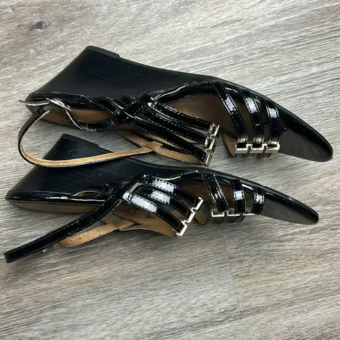 Sofft Black Strappy Leather Wedge Sandals Size 10 Medium