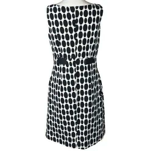 Jessica Howard Womens Petite Dress 10 B&W Polka Dot Sleeveless Bow Tie Waist