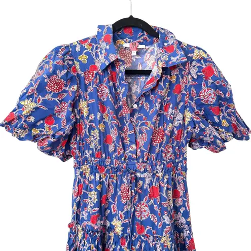 Derek Lam  10 CROSBY Dahlia Printed Midi Dress Blue Sz 6