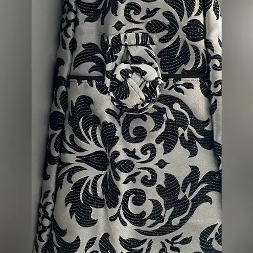 Tote Bag Silver and Black Venetian Damask Style Brocade Carryall