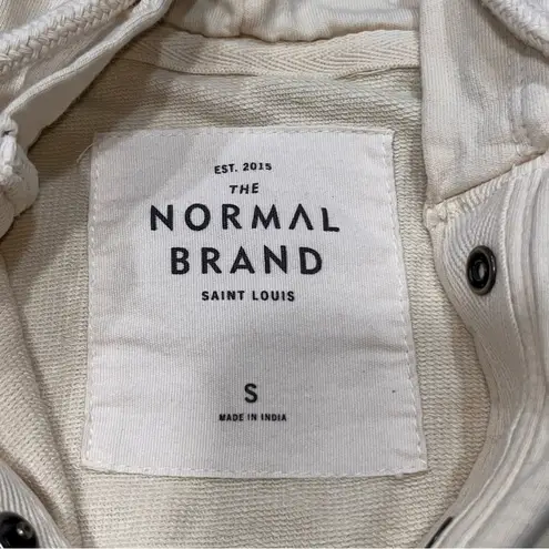 The Normal Brand Women’s Cream Cropped Cotton Terry Henley Hoodie size Small