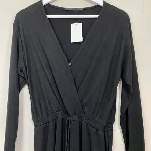 Fraiche By J Women’s Long Sleeve Knit Jumpsuit w/ Pockets Black Size Small NWT