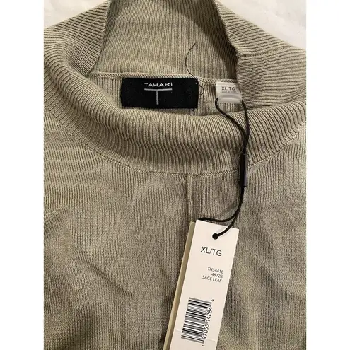 Tahari Mock Neck Sweater Short Sleeve Green Size XL NWT