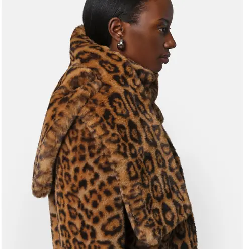 Apparis NWT Jasper Plush Leopard Print Black Brown Faux Fur Thread Through Scarf