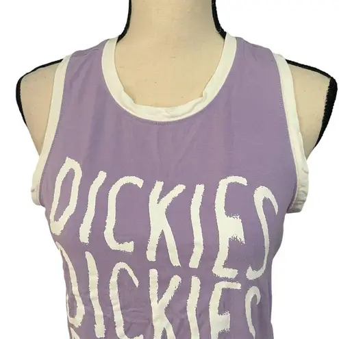 Dickies | Women's Purple White Logo Stretchy Cropped Tank Top Sz M