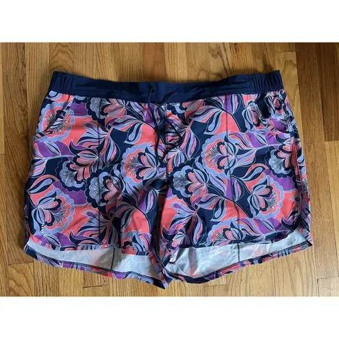 Lands'End Lands’ End Swim Shorts Women Size 24W tropical paisley Floral Pockets