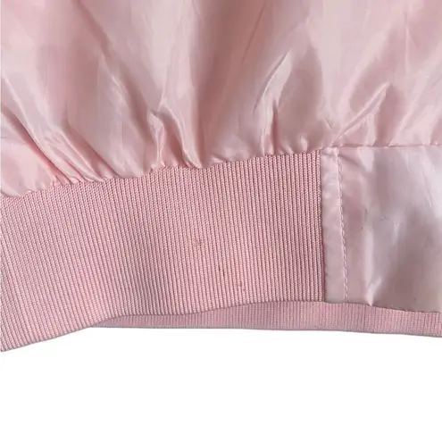 Ambiance RETRO Light Pink Satin Bomber Jacket. Size Medium